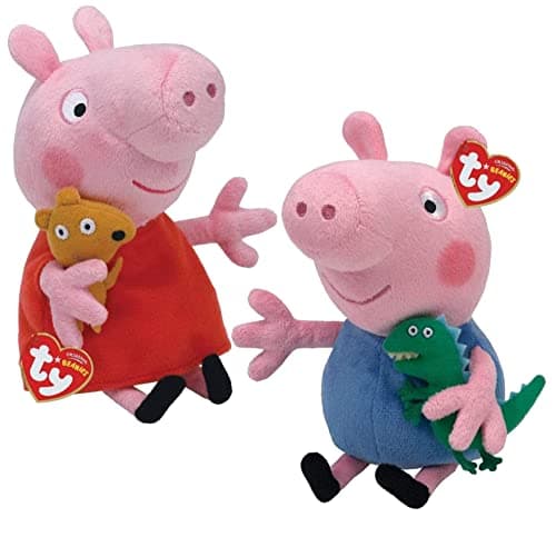 Image of Ty Peppa Pig & George Pig 6 Inch Multipack - Beanie Baby Soft Plush Toys - Collectible Cuddly Stuffed Teddy Bears