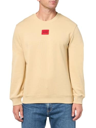Image of HUGO Men's Regular Fit Square Logo Jersey Sweatshirt, Mojave Dessert, L