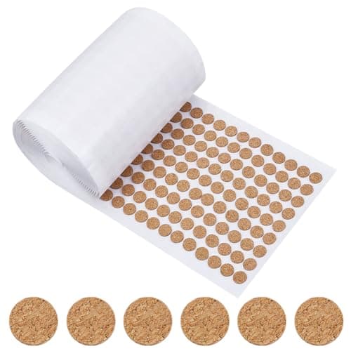 Image of BENECREAT 2500pcs 10mm Adhesive Cork Pads, Flat Round Cork Dots Cork Discs, Cork Mat for Cabinets and Table Top Items, Non-Slip Furniture Protectors, 1.5mm Thick
