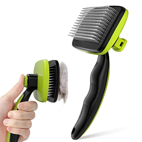 Image of Pecute Cat and Dog Brush, Dog Brushes for Grooming, Self Cleaning Slicker Dog Brush, Rounded Pins for Short Haired Cats, Cat Comb Shedding, Furminator for Pets, Portable Loosens Tangles