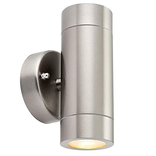 Image of Betta Lighting Outside Light - Outdoor Up Down Porch Light Garden Lights - Outdoor Wall Light in Brushed Stainless Steel Finish - IP44 Up & Downlight - Requires 2 x 7W LED GU10 (Not Supplied)