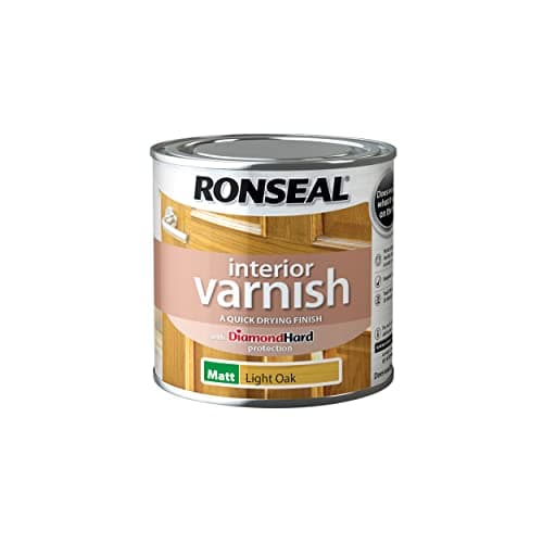 Image of Ronseal Quick Dry Interior Varnish Matt Light Oak 250ml 39428, Interior Varnish and Low Odour