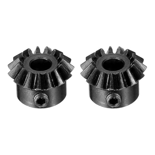 Image of sourcing map 2pcs Bevel Gear 0.8 Module 1:1 Reduction Rate 15T 4mm Hole Dia Bevel Pinion Gear 45# Steel, 45 Degree Steering Gear for Hardware Mechanical Rotation, Black