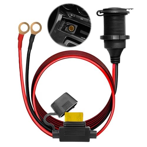 Image of Car Cigarette Lighter Socket 12V/24V Car Plug High Power Fixe Fixed Cigarette Lighter Adapter Waterproof 13AWG Fused Extension Cable 1 M 2.5mm² Cable 20A with Eyelet Terminals for Vehicle Tractor Boat