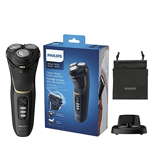 Image of Philips Series 3000 Wet or Dry Men's Electric Shaver with a 5D Pivot & Flex Heads, Noir Gold