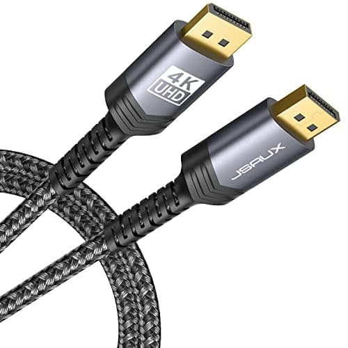 Image of DisplayPort Cable 3M, JSAUX DP Cable (4K@60Hz,2K@165Hz,2K@144Hz) , Display Port to Display Port Cable Nylon Braided Compatible for Laptop, PC, TV, Gaming Monitor, ect-Grey