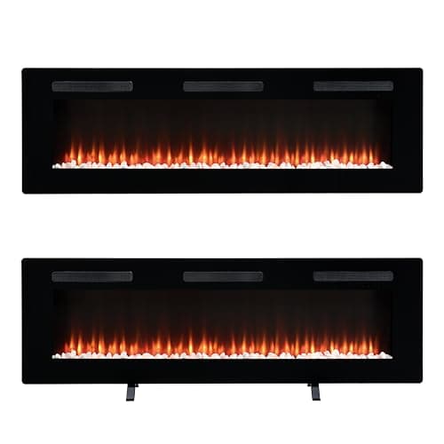 Image of Dimplex Sierra Optiflame Media Wall Fireplace, 72"/182.9cm, Wall Mount, Recess Fit, Free Standing Electric Fire, 7 Colour Themes, Choice of Fuel Beds, Cool Touch Glass, 1.6kW Electric Heater