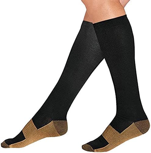 Image of Copper Infused Anti-Fatigue Compression Unisex Flight Travel Socks Anti Swelling DVT Support *UK Stock* (Large/X Large)