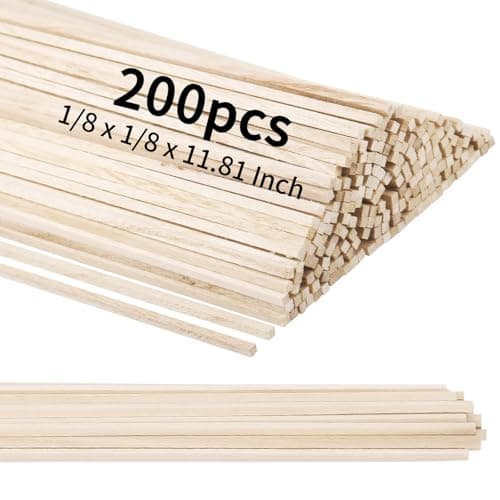 Image of 200 Pcs Square Wooden Sticks Dowels, 300 * 3 mm Unfinished Natural Wooden Sticks, Candy Floss Cotton Candy Food Grade Wood Sticks, Rods Hardwood Sticks for Crafts and DIY (Square)