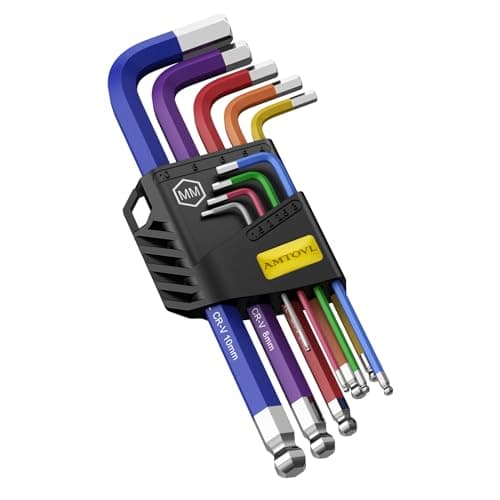 Image of AMTOVL Hex Key Set, 9PCS Metric Allen Key Set, 1.5-10mm, Anti-Slip Long Ball End Hex Wrench Set, Color Coding Allen Wrench Set for Vehicle, Bicycle Repairs