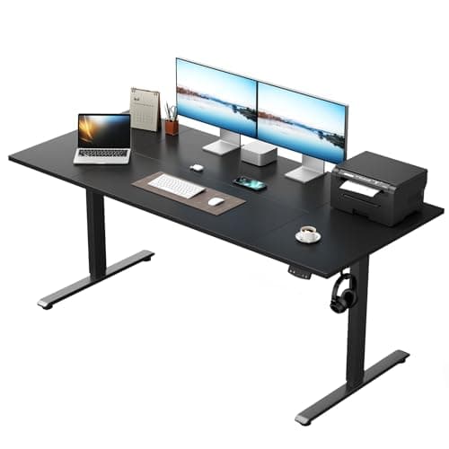 Image of Klicelor Height-Adjustable Electric Desk, 140x80 cm Sit-Stand Office Desk, Computer Desk with Memory Function, Standing Desk, Gaming Desk with Four-Part Tabletop, Black