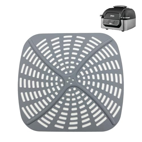 Image of Air Fryer Liner Reusable for Ninja Foodi Health Grill and Air Fryer AG301UK, Non-Stick Air Fryer Mat Accessories, Silicone Replacement for Paper Liner, BPA Free & Easy Clean, 21cm x 22cm (Grey)