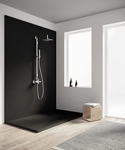 Image of Premier Slate Stone Ultra-Slim 25mm Rectangular Shower Tray – 1000 x 900 - Black