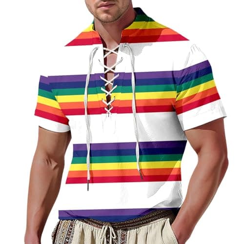 Image of CEWIFO Mens Black Shirt Funny Tshirt Shirt with Month Graphic Print Raglan Sleeve and Lace Up Detail Breathable Tunic Top for Casual Wear (Multicolour, XL)