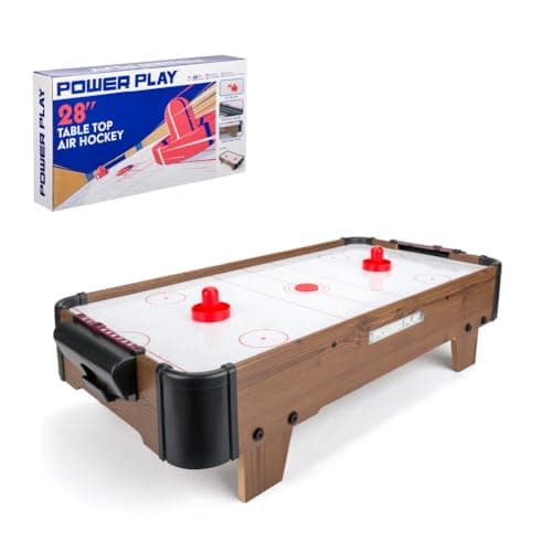 Image of Power Play | Air Hockey Table Game, Wooden Portable Table Toys Game for Kids and Adults, 28inches, Brown
