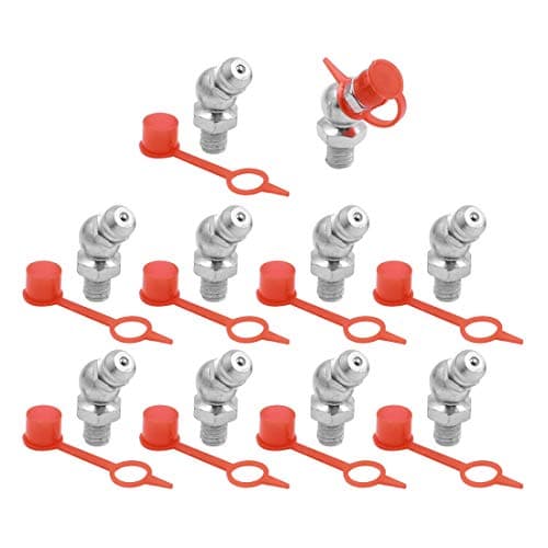 Image of X AUTOHAUX M6 45 Degree Angle Grease Nipple Fittings W/Dust Cap for Car 10 Set