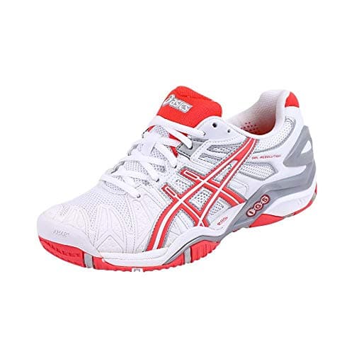 Image of ASICS Women's Gel Resolution 5 W White/Diva Pink/Lightning Tennis Shoe E350Y 0121 4.5 UK