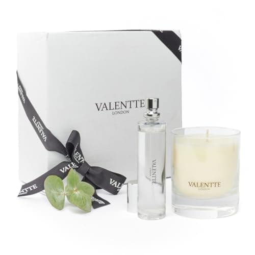 Image of Valentte Luxury Scented Candle Gift Set with Room Mist, Soy Wax Aromatherapy Essential Oils, Long Lasting Fragrance, (Lemongrass & Rosemary 150g & 30ml) – Gift for Her, Mother’s Day Gift