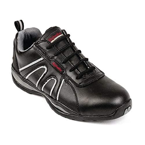 Image of Slipbuster Slip Resistant Safety Trainers with Steel Toe-Caps, Black, UK Size: 9 / EU Size: 43, Slimline Design, Breathable Microfibre, 100% Vegan Friendly, A708-43