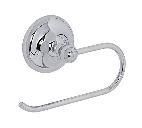 Image of Croydex Grosvenor Solid Brass Toilet Roll Holder with Chrome Finish, Bathroom Storage Solution, Easy Fit Flexi-Fix Accessories, All Fixings Included, Screw or Glue Installation