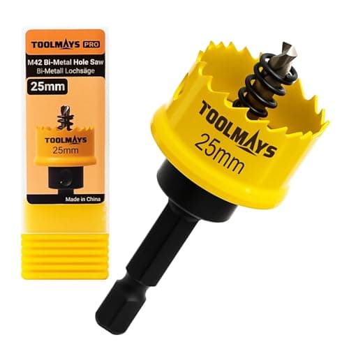 Image of TOOLMAYS 25mm Hole Saw, M42 Bi-Metal Hole Cutter With Drill Bit For Drilling Thin Stainless Steel, Aluminum Alloy, Iron Sheet, Wood, Plastic, PVC