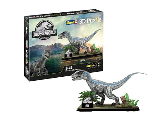Image of Revell 3D Puzzle 00247 Jurassic World: Blue, 57 Pieces, Highly Detailed, With Diorama Base, Officially Licensed, Fun & Easy To Build, 38cm in Length