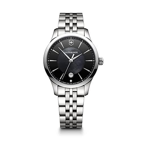 Image of Victorinox Women’s Watch Alliance Small Ø 35 mm, Swiss Made, Analogue Quartz, Water-Resistant up to 100 m, Sapphire Glass, Stainless Steel Strap, Black/Silver