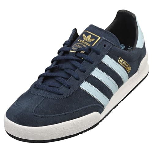 Image of adidas Originals Jeans Trainers- Collegiate Navy Clear Sky White (Collegiate Navy Clear Sky White, UK Footwear Size System, Adult, Men, Numeric, Medium, 8)