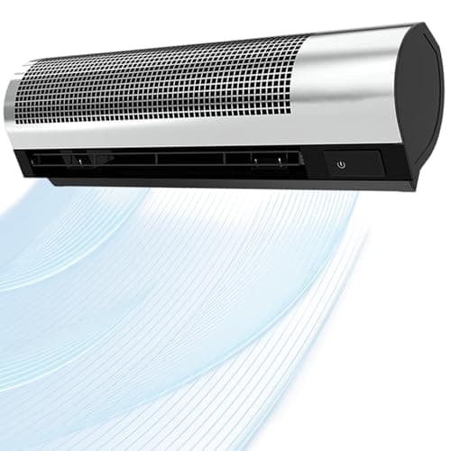 Image of Grpquatsch Wall Mounted Air Curtain Over Door Fan, Air Curtain With Remote Control, Adjustable Wind Direction, 7 Kinds Of Wind Speed, For Home, Office & Commercial Premises Metallic-0.8