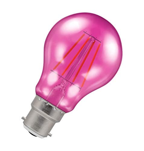 Image of Crompton Lamps Pink LED GLS Light Bulb 4.5W B22 Harlequin | IP65 Outdoor Lights LED Bulbs | Energy-Saving Replacement for 25W Bulbs | 15,000 Hours Life | for Festoon Lights Outdoor