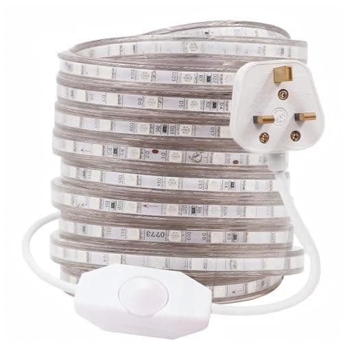 Image of GQL 4m Dimmable LED Strip Mains Powered, Green SMD 5050 60leds/m IP65 Waterproof Commercial Rope Light with UK Plug, DIY Indoor Outside Decor Ribbon Lighting