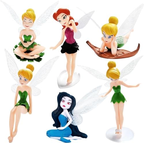 Image of AMJKEJI 6 Pcs Mini Fairies Figurine for Fairy Garden, Resin Miniatures Garden Fairies Ornaments, Miniature Fairies Cake Tooper