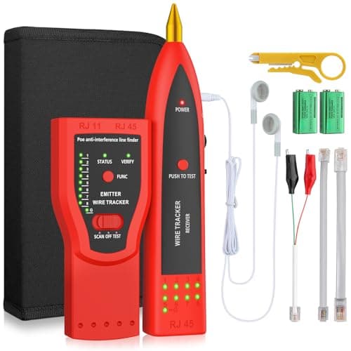 Image of Proster Network Cable Tester with POE - Wire Tracker RJ45 RJ11 Ethernet Cable Tracer Kit with 3 Scan Modes Digital Analogue POE, Wire Finder Tool with Earphones Storage Bag for Cat5 Cat6 Testing