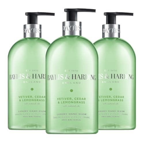 Image of Baylis & Harding Signature Vetiver, Cedar & Lemongrass Anti-Bacterial Hand Wash 500ml (Pack of 3) - Vegan Friendly