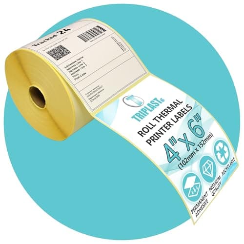Image of Triplast 250 x White Roll Thermal Printer Labels (4x6 inch / 102x152mm) - for Printing Courier & Shipping Labels - Compatible with All Thermal Printers