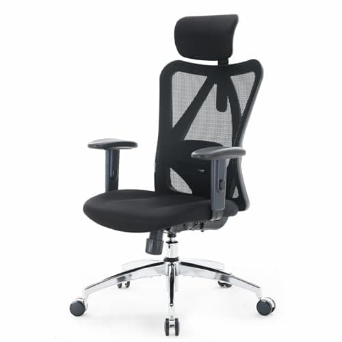 Image of SIHOO Office Desk Chair, Ergonomic Computer Office Chair with Adjustable Headrest and Lumbar Support,High Back Executive Swivel Chair (Black)