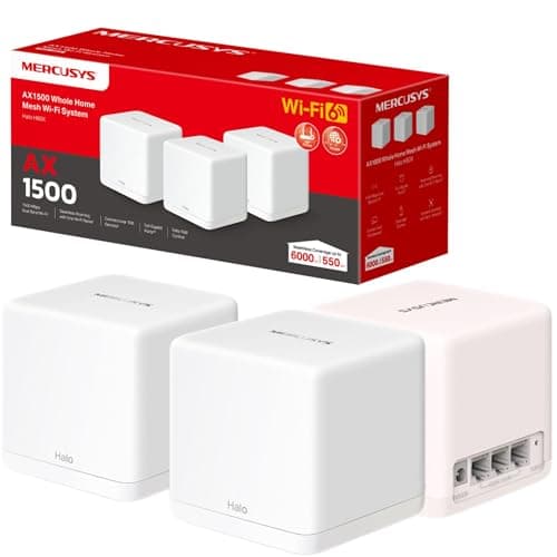 Image of MERCUSYS AX1500 Whole Home Mesh WiFi 6 System, Coverage up to 6,000 ft² (550 m²), Connect up to 100 Devices, 1024-QAM, Full Gigabit Ports, Dual Band Wi-Fi, Easy App Control, Halo H60X (3-pack)