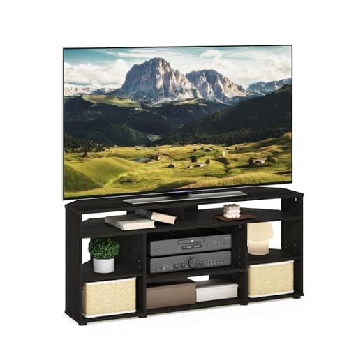 Image of Furinno JENSEN TV Stand, Corner Entertainment Center, TV Console for TV up to 55 Inch, for Living Room, Bedroom, Espresso