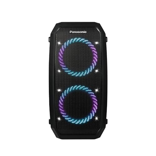 Image of Panasonic SC-BMAX30 Portable Party Speaker with Bluetooth, Built-in Lights, Bass Reflex Port, 320W, USB, IPX4, Guitar & Mic Inputs for Karaoke, Black