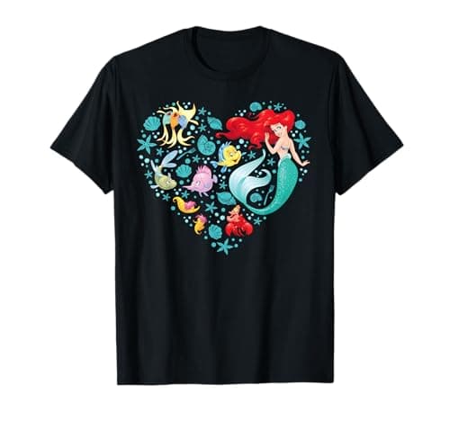 Image of Disney Princess Ariel Flounder and Sebastian Collage Heart T-Shirt