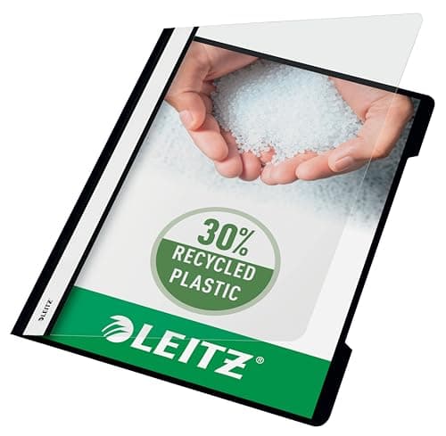 Image of Leitz A4 Standard Plastic File, Pack of 25, 250 Sheet Capacity, Black, 41910095