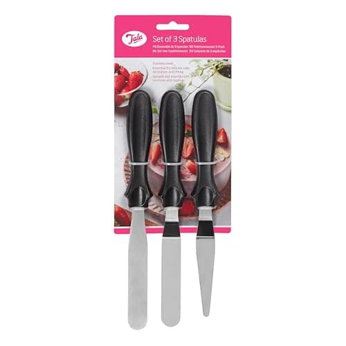 Image of Tala 3 Stainless Steel Icing Spatulas with Black Plastic Handles