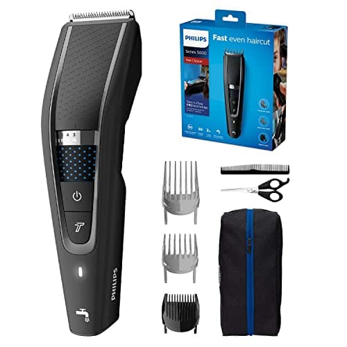 Image of PHILIPS Hair Clipper Series 5000 with Trim-n-Flow PRO Technology, Corded and Cordless Use, 28 Length Settings - HC5632/13, Black, 1 Count (Pack of 1)