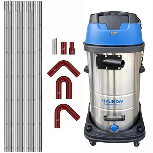 Image of Gutter Cleaning System 100L Industrial Wet & Dry Vacuum Cleaner with Red 25ft (7.5m) Long Reach Gutter Pole Kit 3000W Triple Motor