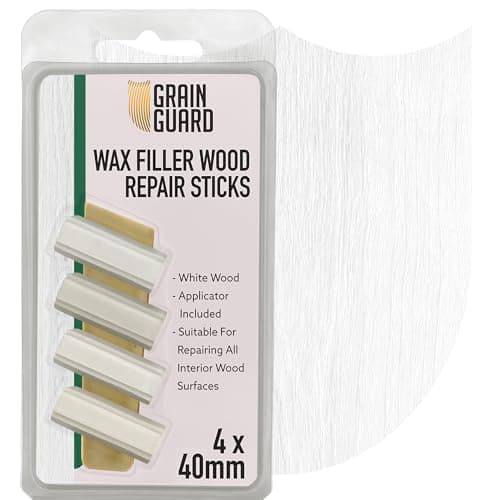 Image of GRAIN GUARD Wax Filler Wood Repair Sticks | White Wood | Furniture Repair Kit | Multi-Surface: Wood, Plastic, Hard Surfaces | Blend to Colour Match | 4x40mm