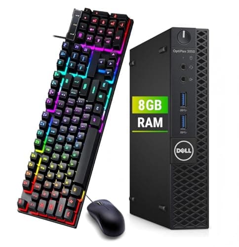 Image of Dell OptiPlex 3050 Mini PC Desktop Computer, Intel Core i5-6500, 8GB RAM, 256GB SSD, Bluetooth, QWERTY Keyboard, Mouse, USB WiFi, Windows 11 Pro (Refurbished)