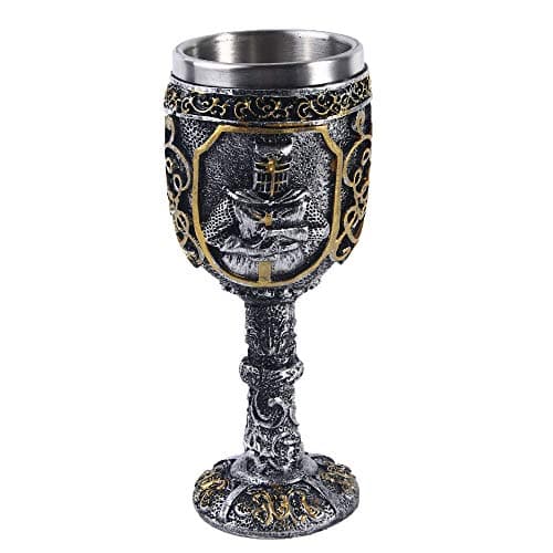 Image of VOANZO Medieval Viking Knight Royal Chalice King Wine Goblet Gothic Metal Cup Drinking Vessel for Themed Party Decorations Wedding Prop