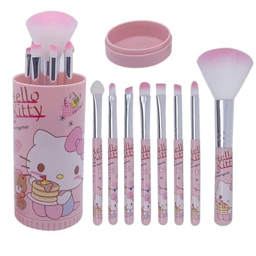 Image of Cute Makeup Brush Set, 8 Pcs Pink Makeup Brushes and Makeup Brush Holder, Eyeshadow Lip Gloss Cosmetic Brushes Kit for Girls (Pink)