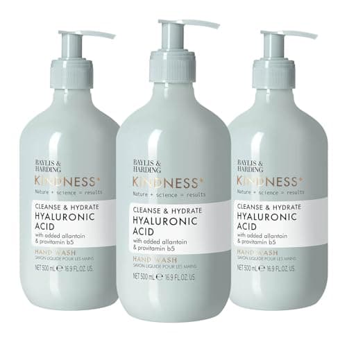 Image of Baylis & Harding Kindness + Plant Hyaluronic Acid, Pear & Orange Blossom Fragrance, 500 ml Cleanse & Hydrate Hand Wash (Pack of 3) - Vegan Friendly