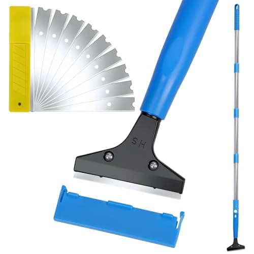 Image of Floor Scraper, Multifunctional Cleaning Shovel with 66inch Long Handle, 4 Inch Wide Blade Paint Scraper with 10PCS Extra Blades, Remover Tool for Floors, Walls, Glass & Wallpaper Removal